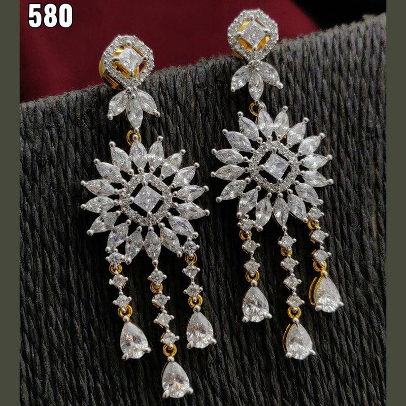 Sparkling Diamonds Two Tone Earrings -Sparkling Diamond Earrings| Surat Diamond  Jewelry