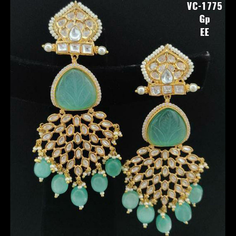 Vivah Creations Gold Plated Kundan & Beads Dangler Earrings