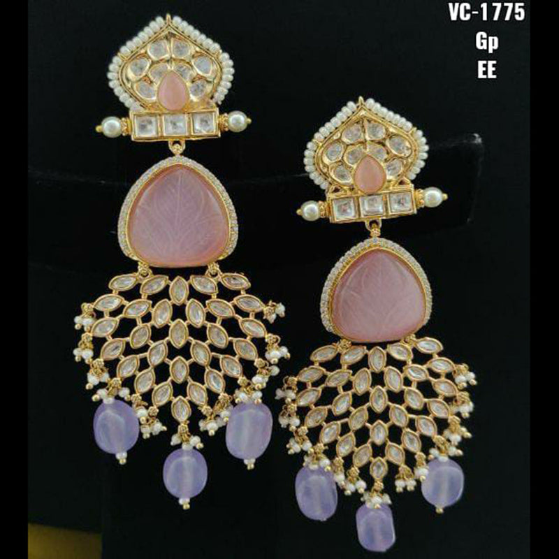 Vivah Creations Gold Plated Kundan & Beads Dangler Earrings