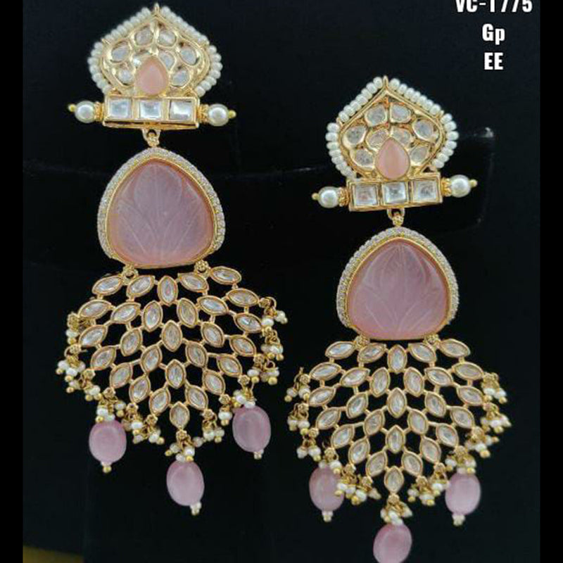 Vivah Creations Gold Plated Kundan & Beads Dangler Earrings