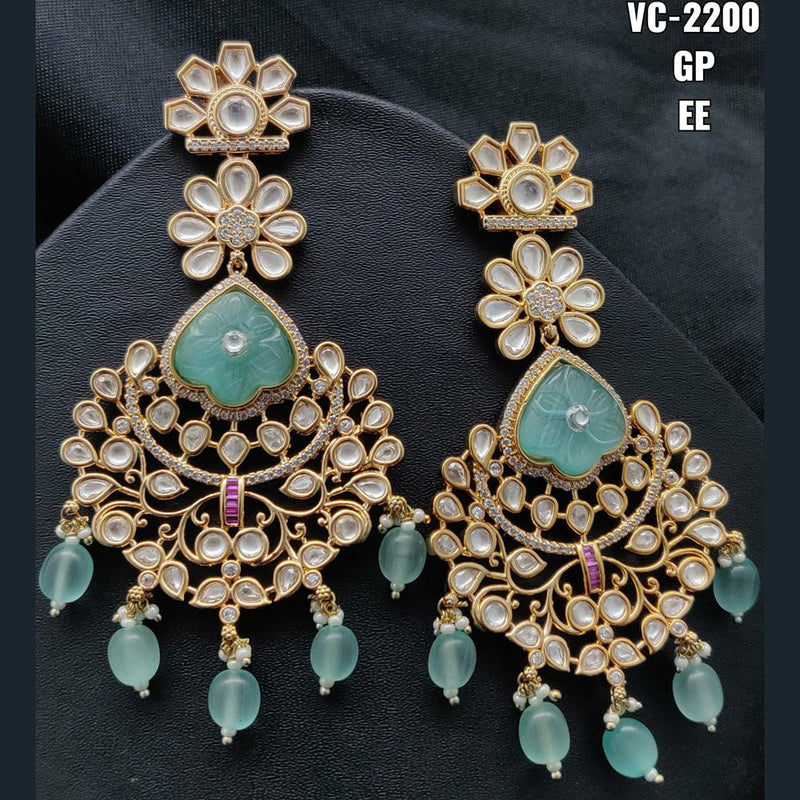 Vivah Creations Gold Plated Kundan & Beads Dangler Earrings