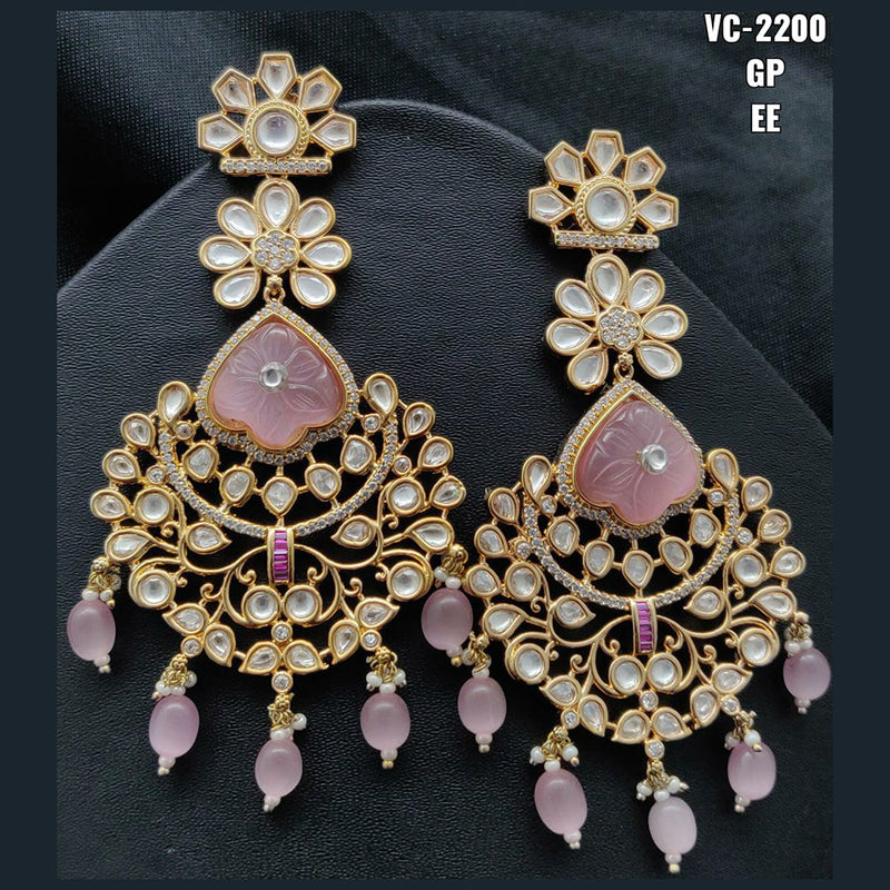 Vivah Creations Gold Plated Kundan & Beads Dangler Earrings