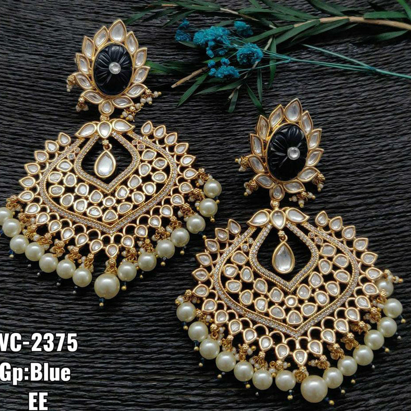 Vivah Creations Gold Plated Kundan & Beads Dangler Earrings