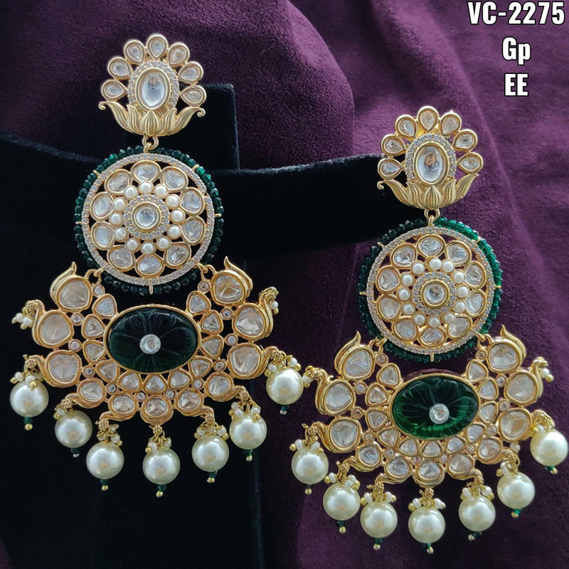 Vivah Creations Gold Plated Kundan & Beads Dangler Earrings