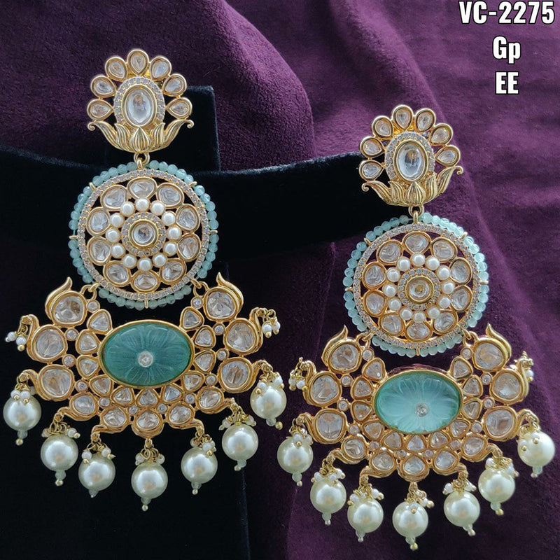 Vivah Creations Gold Plated Kundan & Beads Dangler Earrings