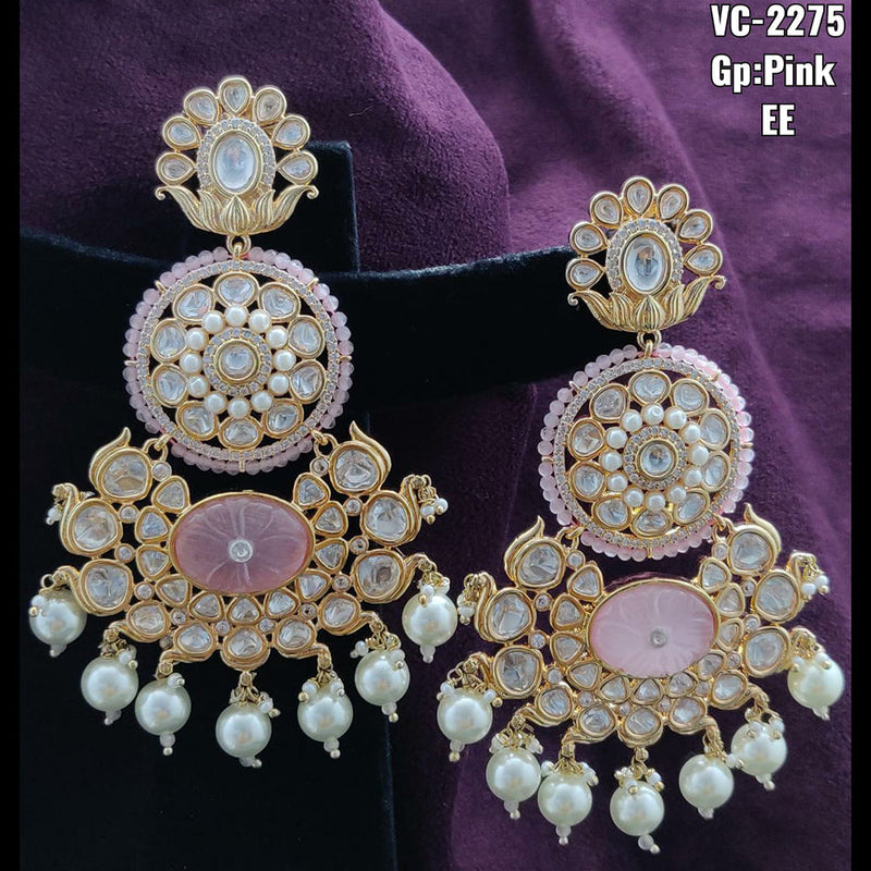 Vivah Creations Gold Plated Kundan & Beads Dangler Earrings