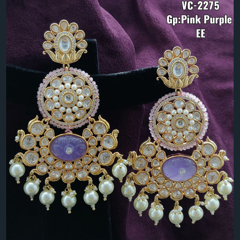 Vivah Creations Gold Plated Kundan & Beads Dangler Earrings