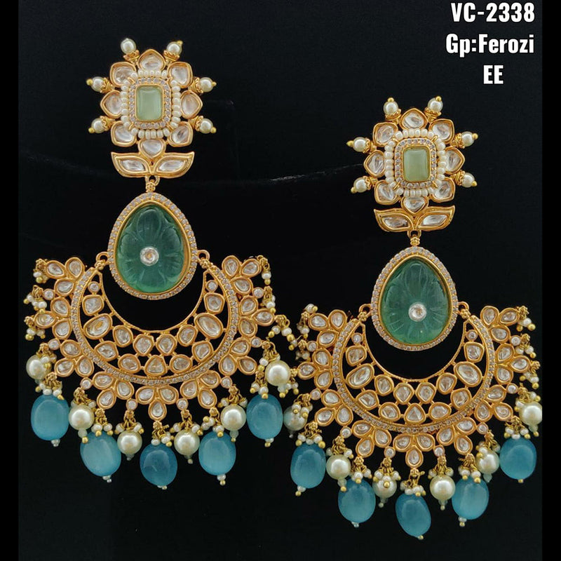 Vivah Creations Gold Plated Kundan & Beads Dangler Earrings