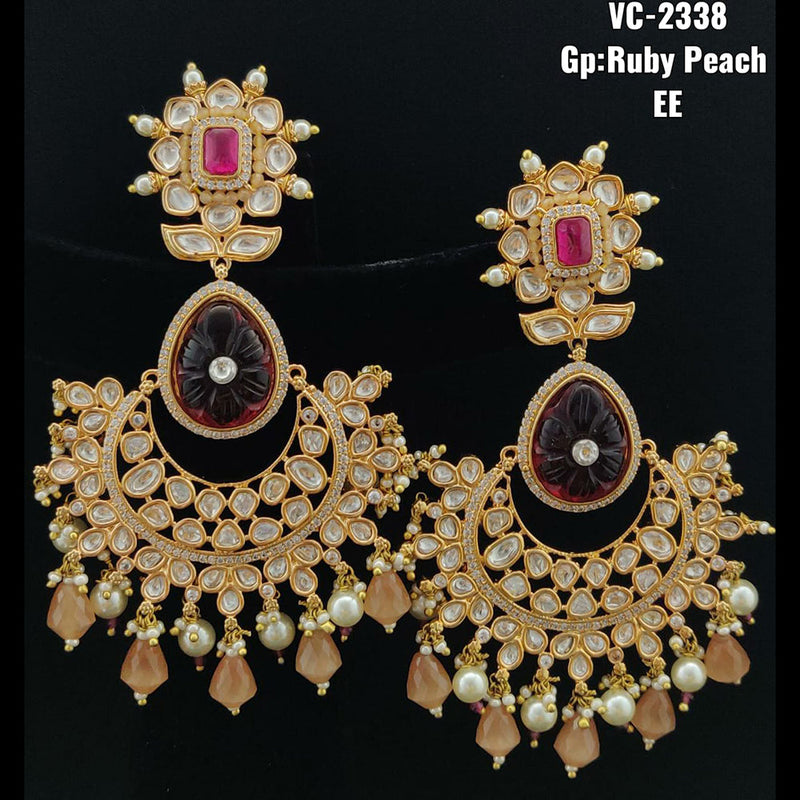 Vivah Creations Gold Plated Kundan & Beads Dangler Earrings