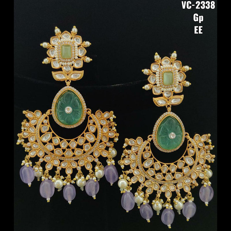 Vivah Creations Gold Plated Kundan & Beads Dangler Earrings