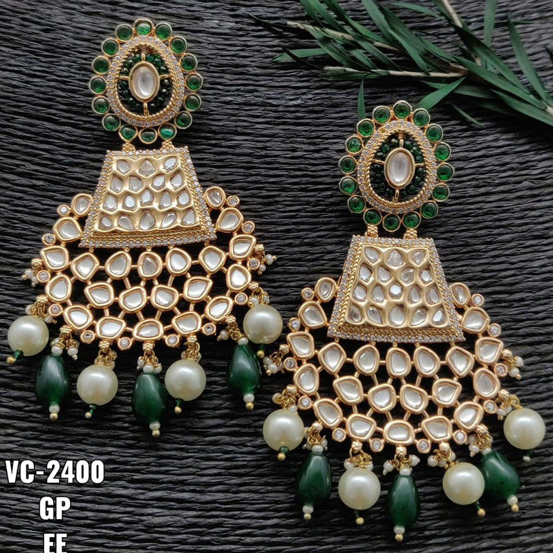 Vivah Creations Gold Plated Kundan & Beads Dangler Earrings