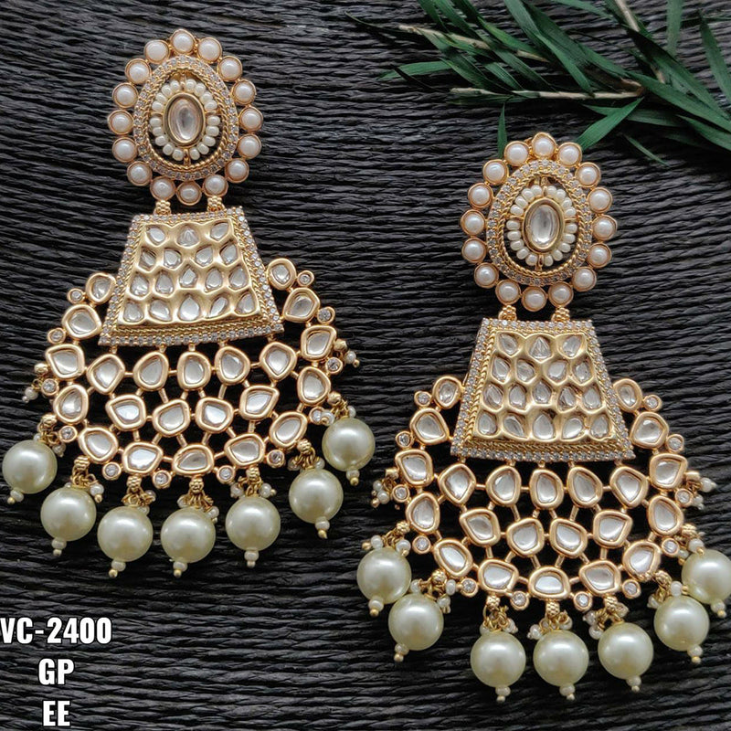 Vivah Creations Gold Plated Kundan & Beads Dangler Earrings