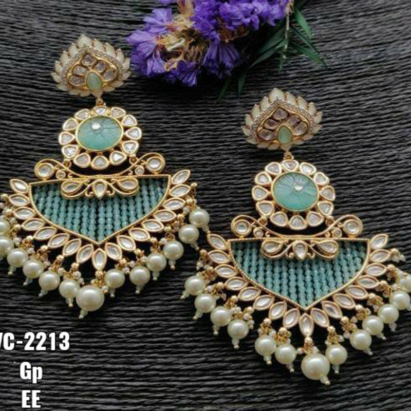 Vivah Creations Gold Plated Kundan & Beads Dangler Earrings