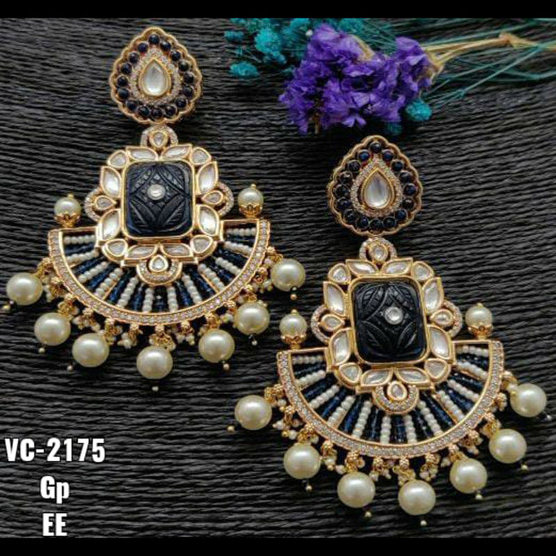 Vivah Creations Gold Plated AD Stone Dangler Earrings