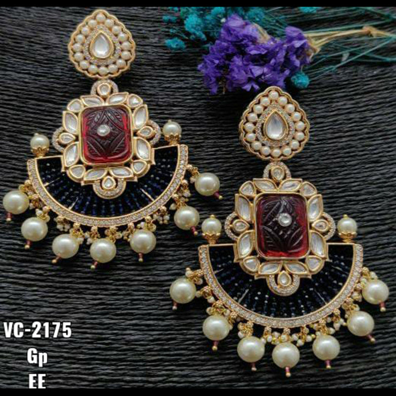 Vivah Creations Gold Plated AD Stone Dangler Earrings