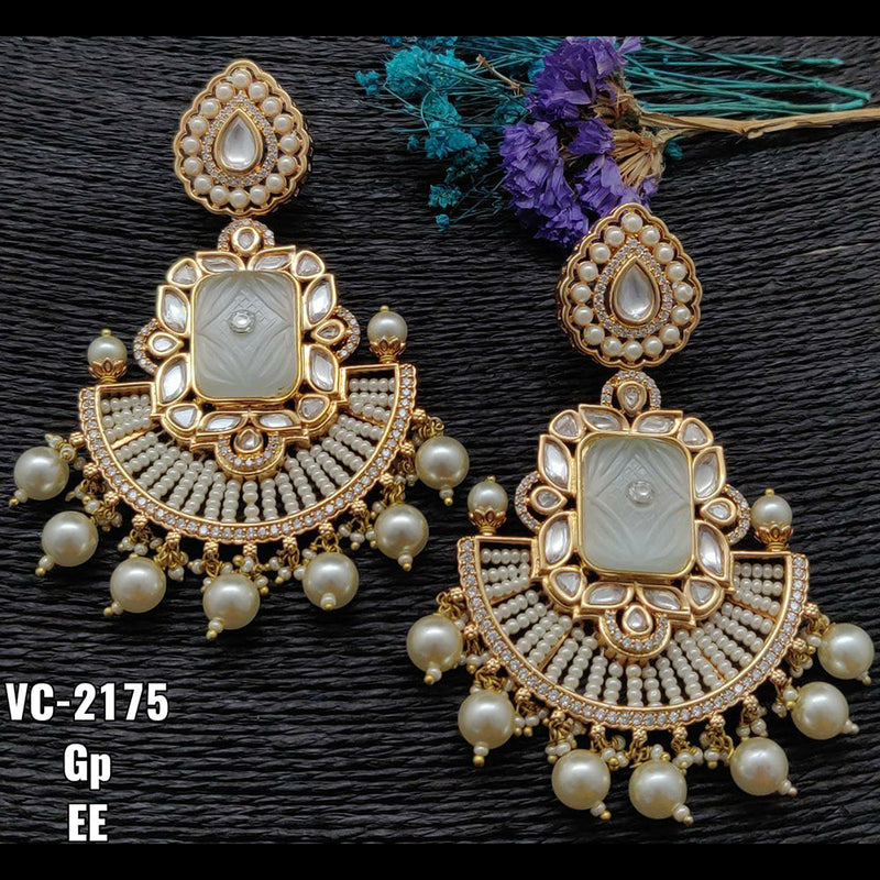 Vivah Creations Gold Plated AD Stone Dangler Earrings