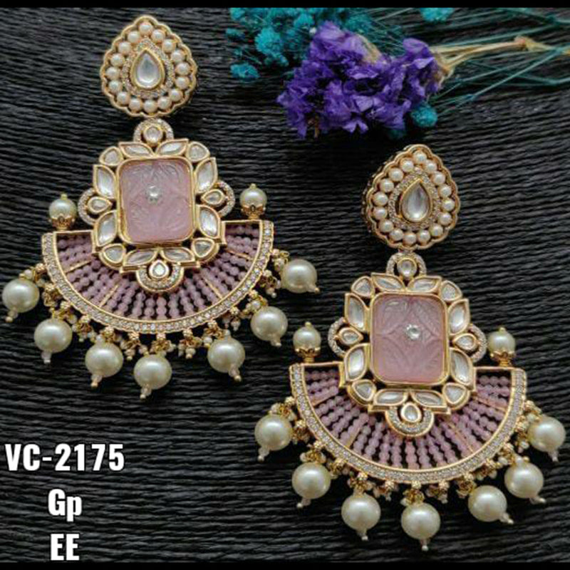 Vivah Creations Gold Plated AD Stone Dangler Earrings