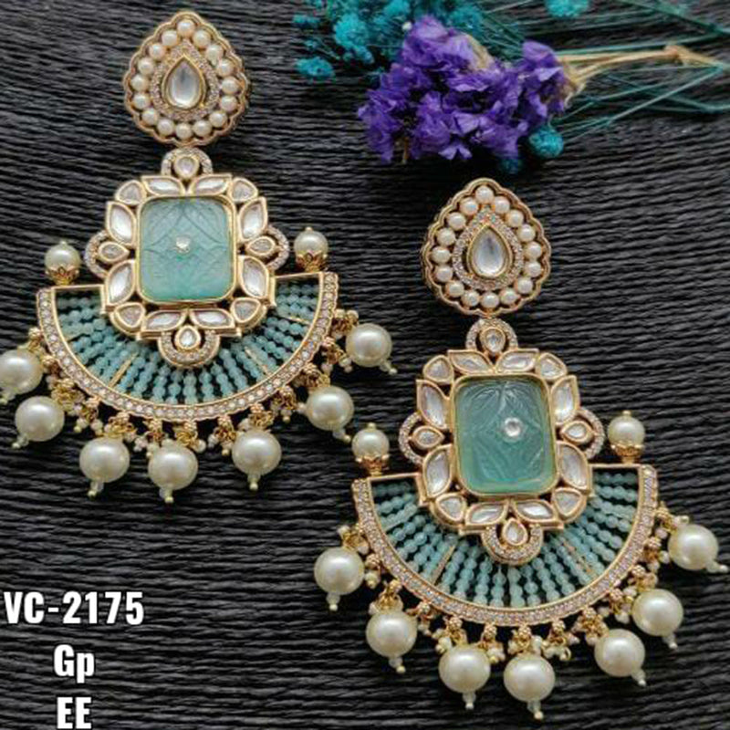 Vivah Creations Gold Plated AD Stone Dangler Earrings