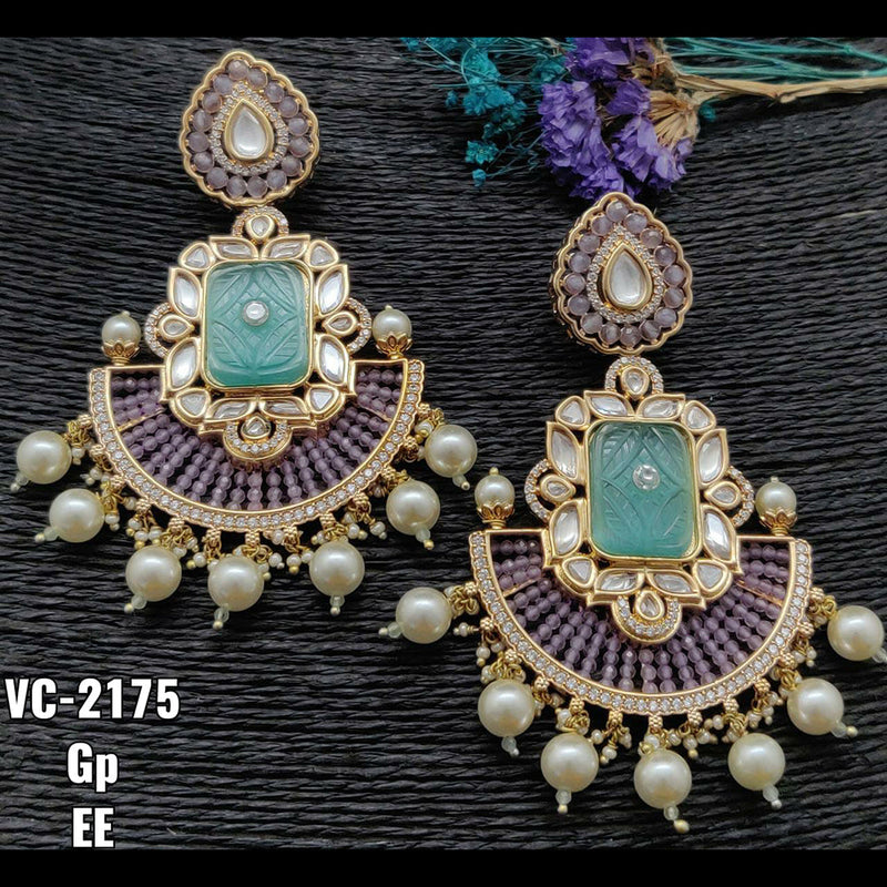 Vivah Creations Gold Plated AD Stone Dangler Earrings