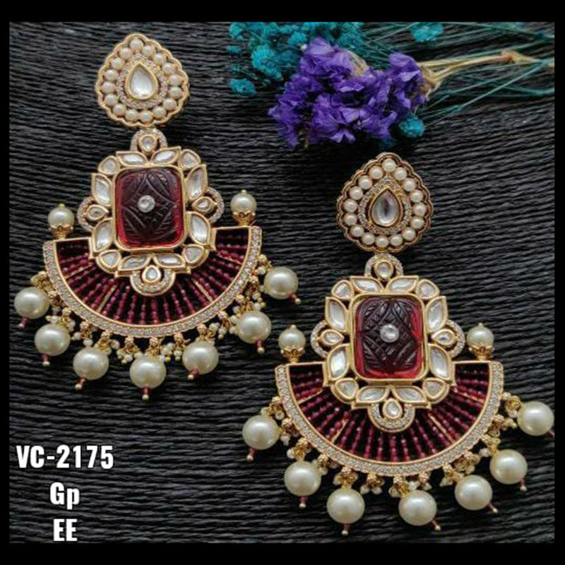 Vivah Creations Gold Plated AD Stone Dangler Earrings