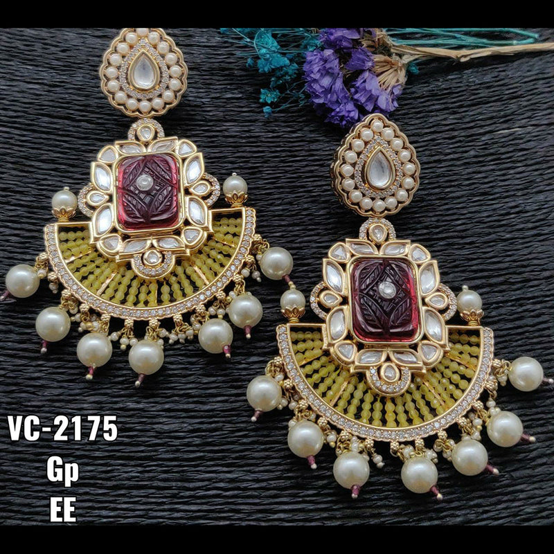 Vivah Creations Gold Plated AD Stone Dangler Earrings