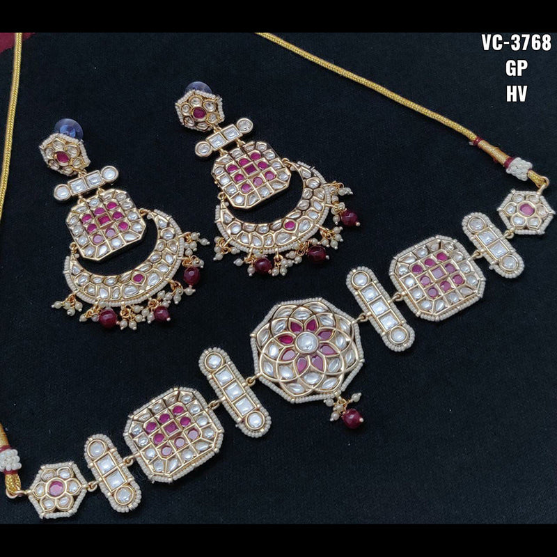 Vivah Creations Gold Plated Kundan Stone Choker Necklace Set