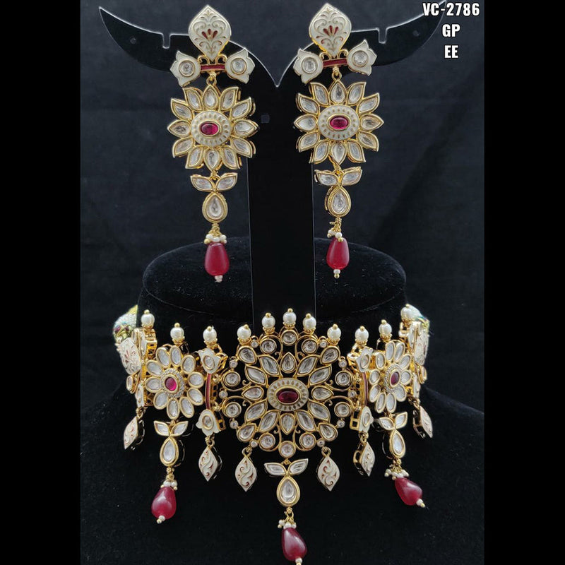 Vivah Creations Gold Plated Kundan Stone Choker Necklace Set