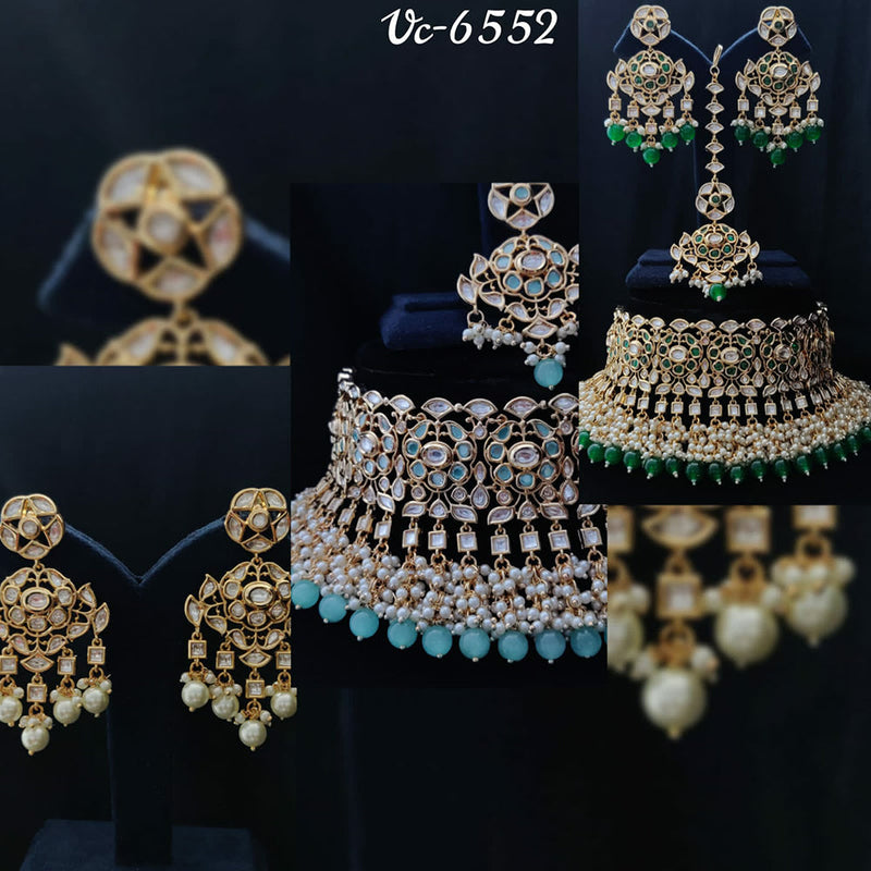 Vivah Creations Gold Plated Kundan & Beads Necklace Set