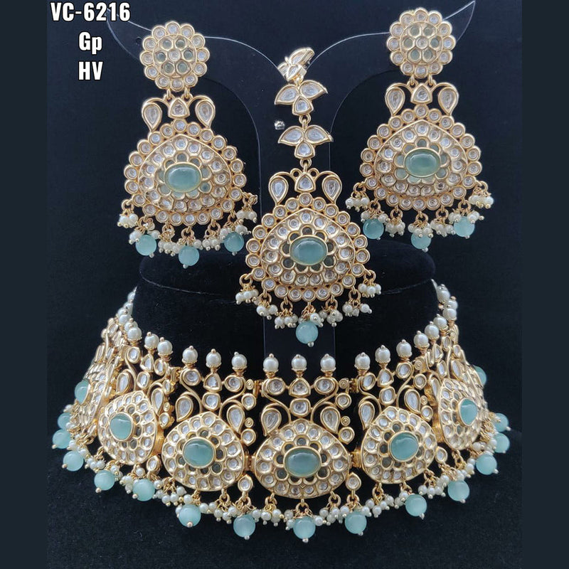 Vivah Creations Gold Plated Kundan Stone Choker Necklace Set With Maangtikka