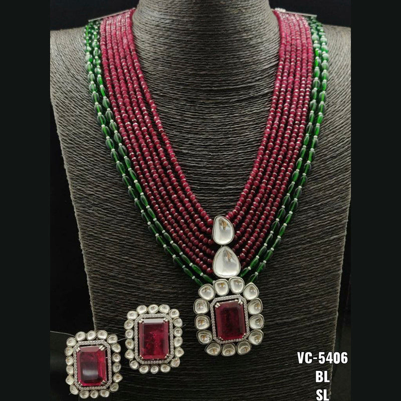 Vivah Creations Gold Plated Kundan & Beads Long Necklace Set