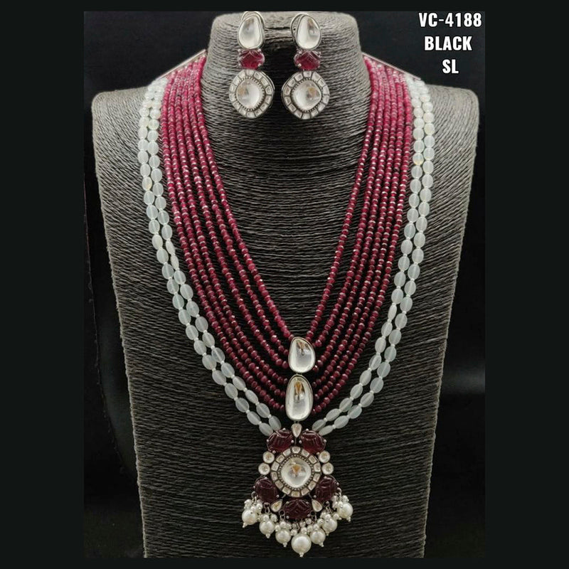 Vivah Creations Gold Plated Kundan & Beads Long Necklace Set