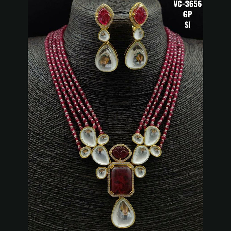 Vivah Creations Gold Plated Kundan & Beads Long Necklace Set