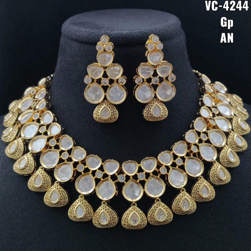 Vivah Creations Gold Plated Kundan Stone Necklace Set