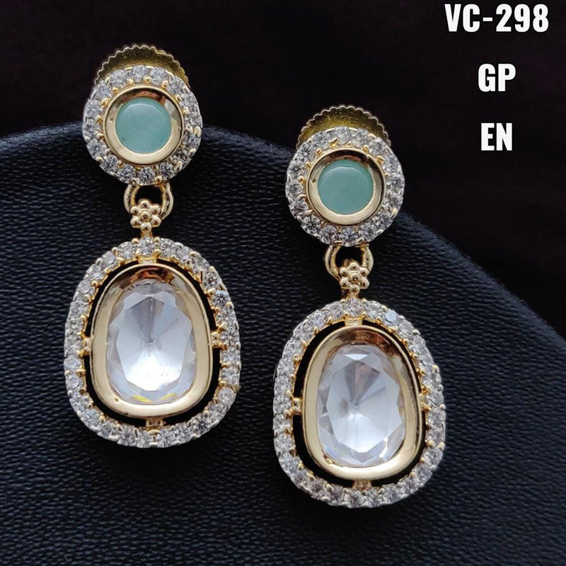 Vivah Creations Gold Plated AD Stone Dangler Earrings