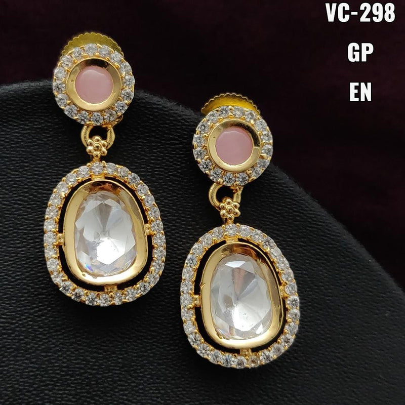 Vivah Creations Gold Plated AD Stone Dangler Earrings