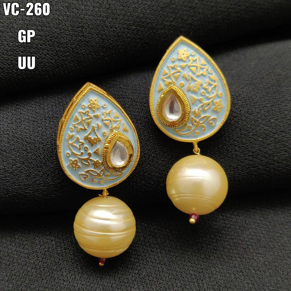 Vivah Creations Gold Plated Meenakari Dangler Earrings