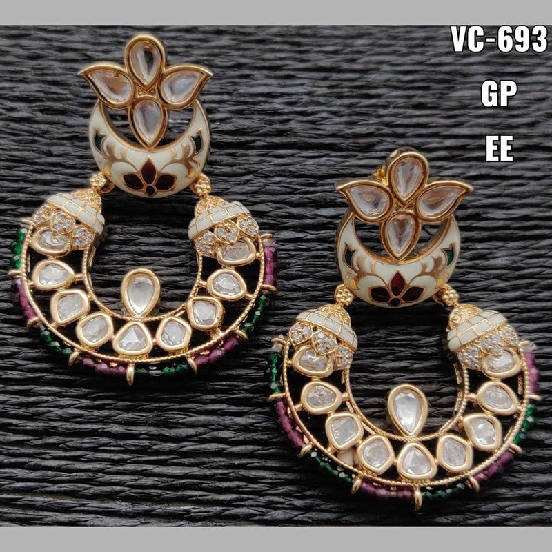 Vivah Creations Gold Plated AD Stone Dangler Earrings