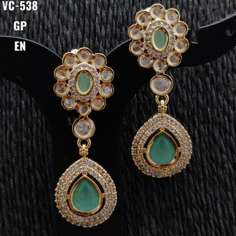 Vivah Creations Gold Plated AD Stone Dangler Earrings