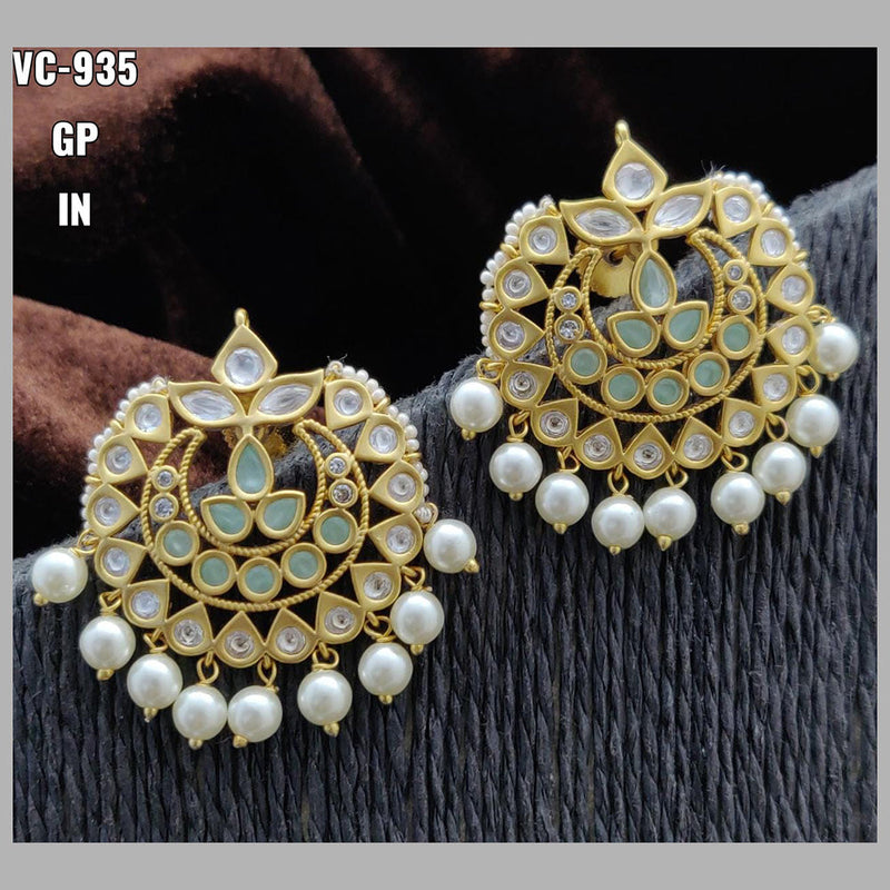 Vivah Creations Gold Plated Crystal Stone & Beads Dangler Earrings