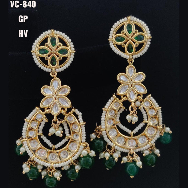 Vivah Creations Gold Plated Crystal Stone & Beads Dangler Earrings