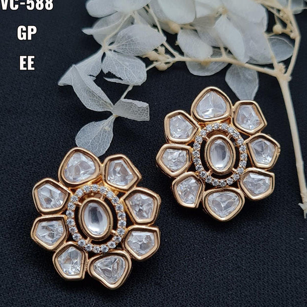 Vivah Creations Gold Plated AD Stone Stud Earrings