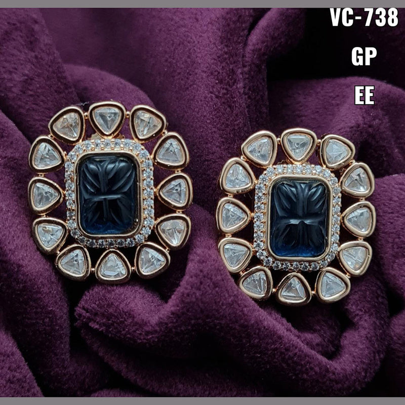 Vivah Creations Gold Plated AD Stone Stud Earrings