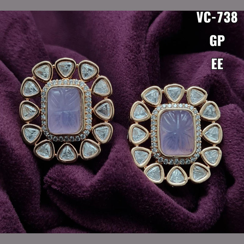 Vivah Creations Gold Plated AD Stone Stud Earrings