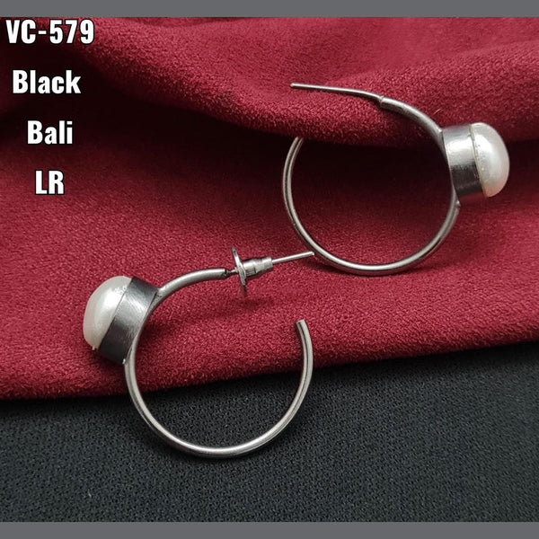 Vivah Creation Silver Plated Hoops Earrings