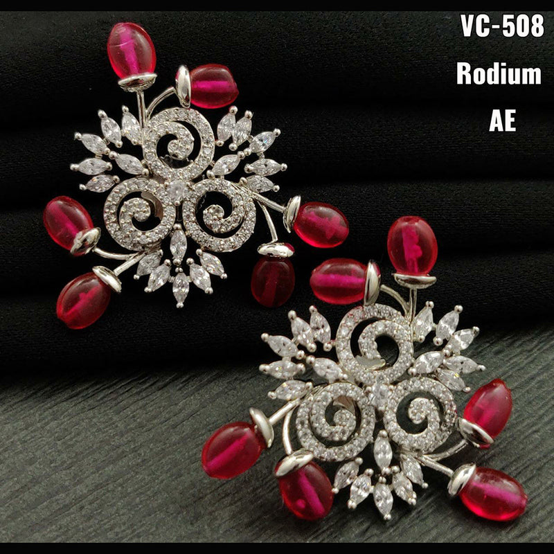 Vivah Creation Silver Plated AD Stone Stud Earrings