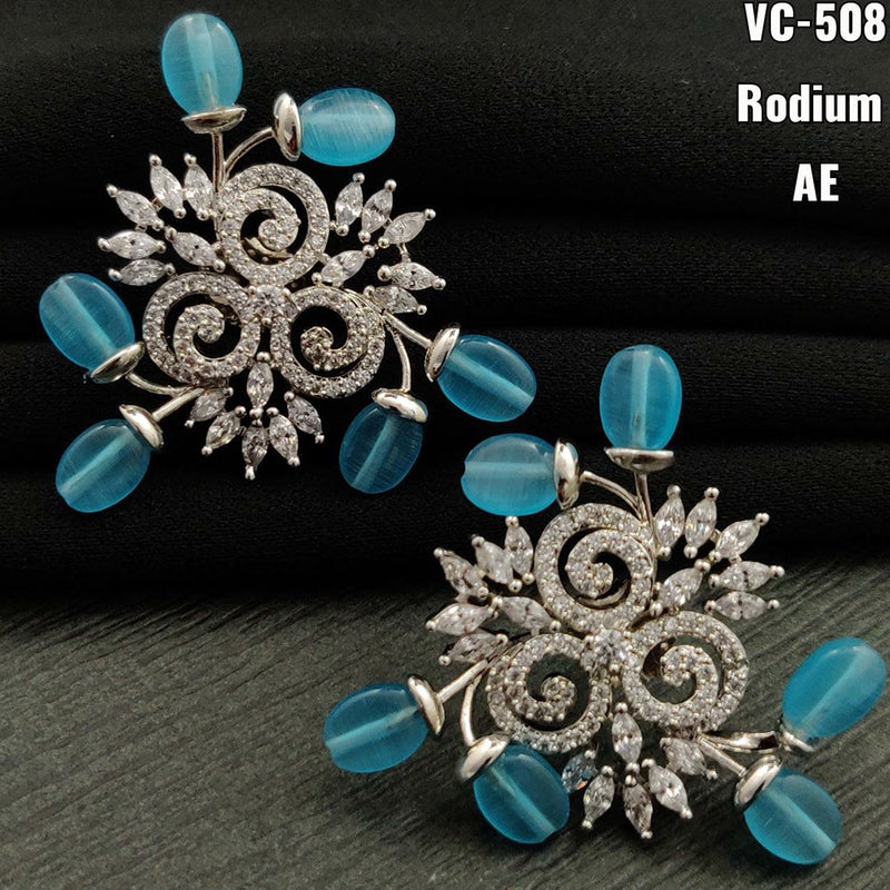 Vivah Creation Silver Plated AD Stone Stud Earrings