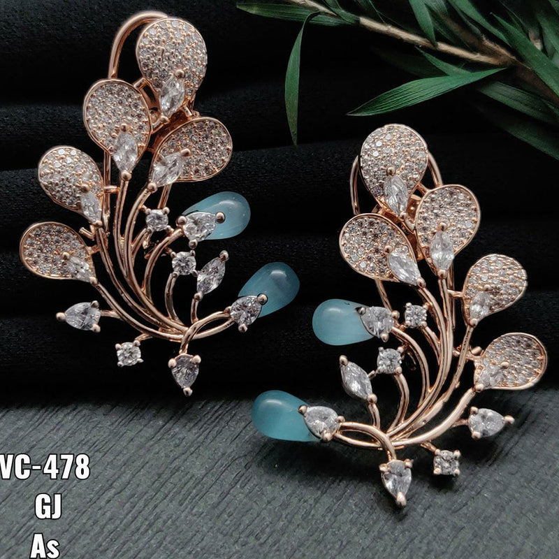 Vivah Creation Rose Gold plated AD Stone Stud Earrings