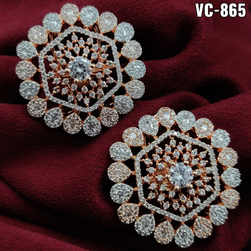 Vivah creation 2 tone Plated AD Stone Stud Earrings