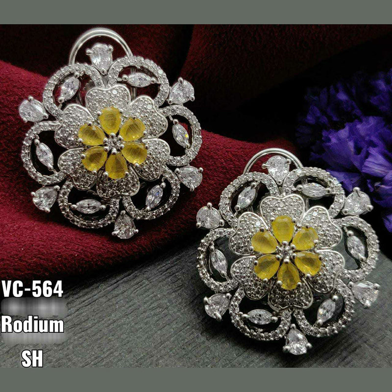 Vivah Creation Silver Plated AD Stone Stud Earrings