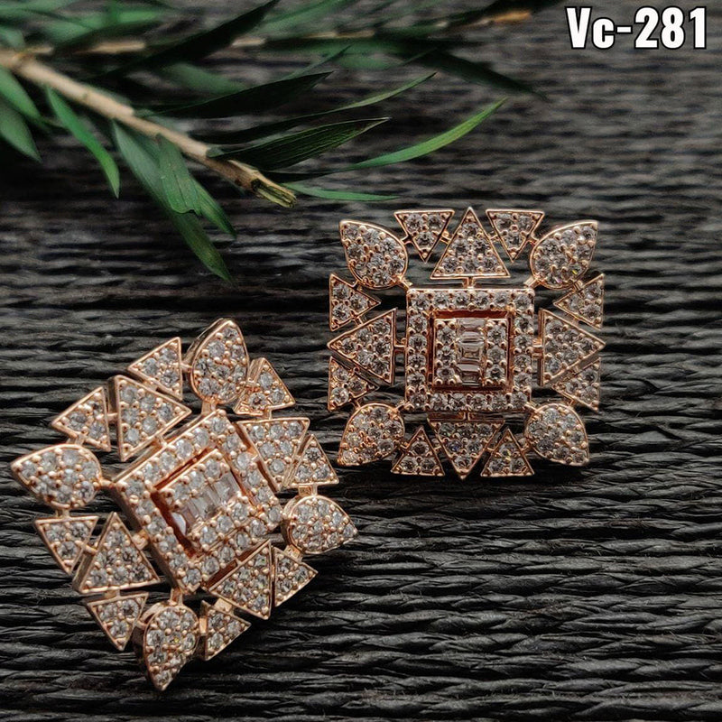 Vivah Creation Rose Gold plated AD Stone Stud Earrings